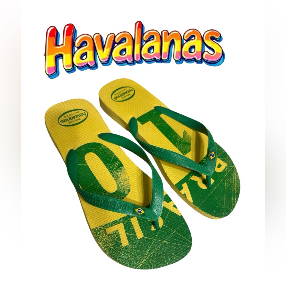 Havaianas Bold Green and Yellow Flip-Flops